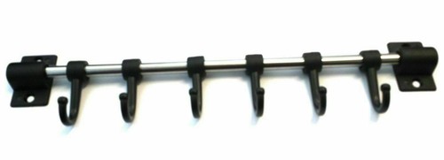 6 Hook Kitchen Utensil Tool Holder Movable Hooks Fixture Storage Wall Rack Rail - Picture 7 of 7