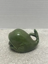 Vintage 50-60's Ceramic Open Mouth WHALE Ashtray Green