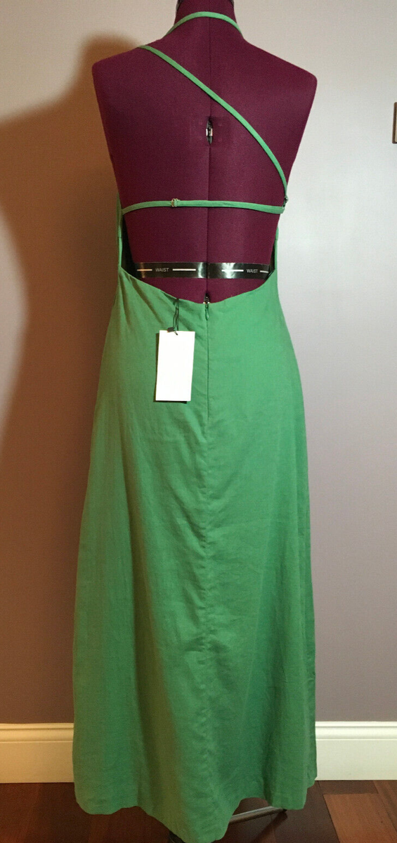 NWT ZARA WOMEN'S LINEN BLEND DRESS WITH OPEN BACK Green SIZE M | 2894/215 |  eBay