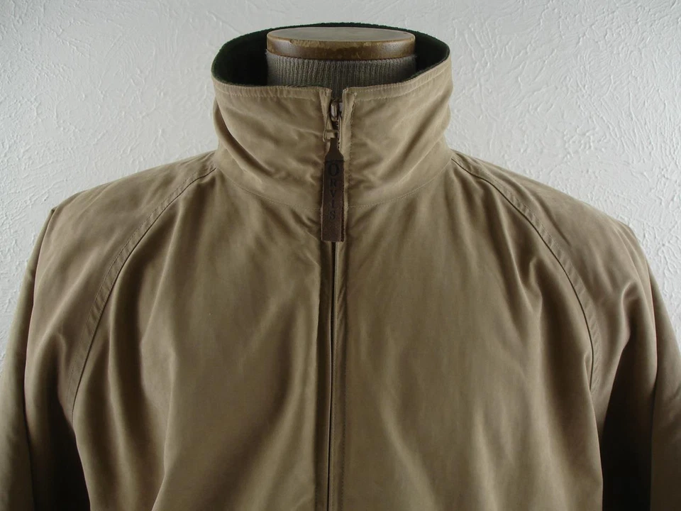 Men's M Orvis Khaki Softshell Fleece Lined Jacket Bomber Hunting Chore Barn Work - Image 3 of 4