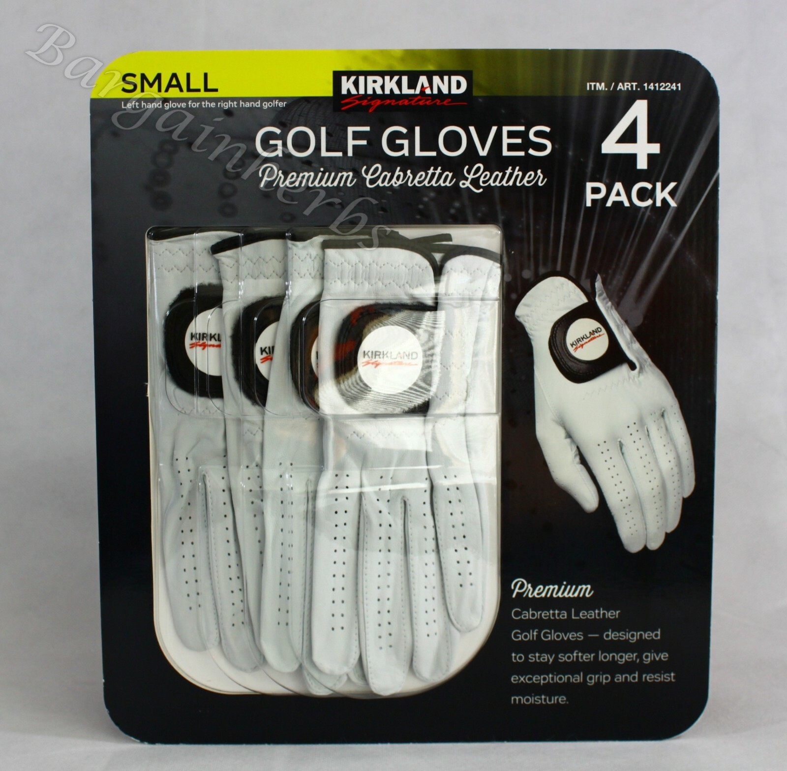 Kirkland Men's Golf Gloves Premium Cabretta Leather 4 Pack Free