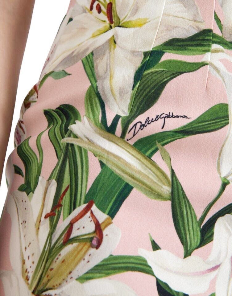 DOLCE & GABBANA Dress Pink White Floral Mini Shift Bodycon