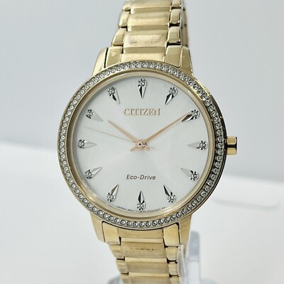 Citizen Eco-Drive Womens Watch 20mm White Dial Gold Tone Bracelet Solar 6.5\