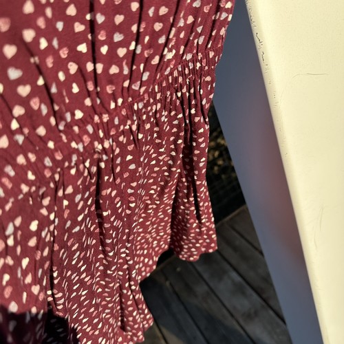 Abercrombie & Fitch Big Kid Size Medium Shorts Burgundy Heart Romper Henley - Picture 16 of 16