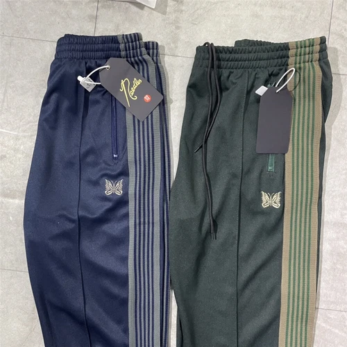 Quality Embroidered Needles Track Pants Classic Stripe Trousers - Picture 8 of 26