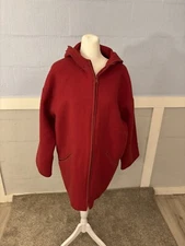 Vintage Linda Lundstrom Red Wool Hoodie Cardigan Parks SZ 8, Fits As a Large WMN
