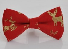 KIDS BOYS Baby Xmas Christmas Gold Elk Deer Red Bow Tie Bowtie 1-6 Years Old