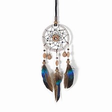 Dream Catcher Handmade Car Interior Rearview Mirror Dangle Brown Brown