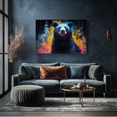 Black Bear Oil Painting Print Framed Canvas Wall Art Decor Wildlife Animals - Picture 12 of 13