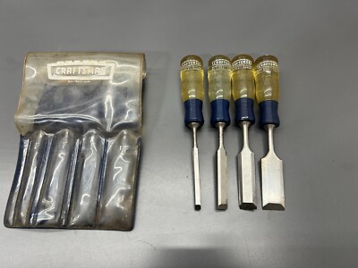 (c) VINTAGE CRAFTSMAN 9 36807 WOOD CHISEL SET 1/4  1/2  3/4  1  VGC USA