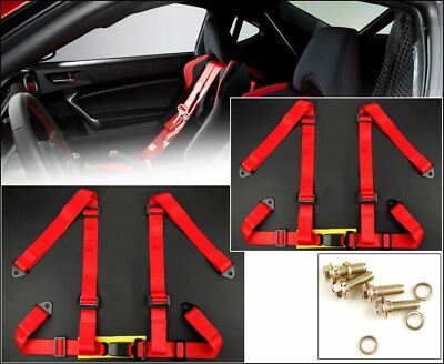 2 x Red 4 Point 2'' width Nylon Buckle Racing Seat Belt Harness For Mercedes