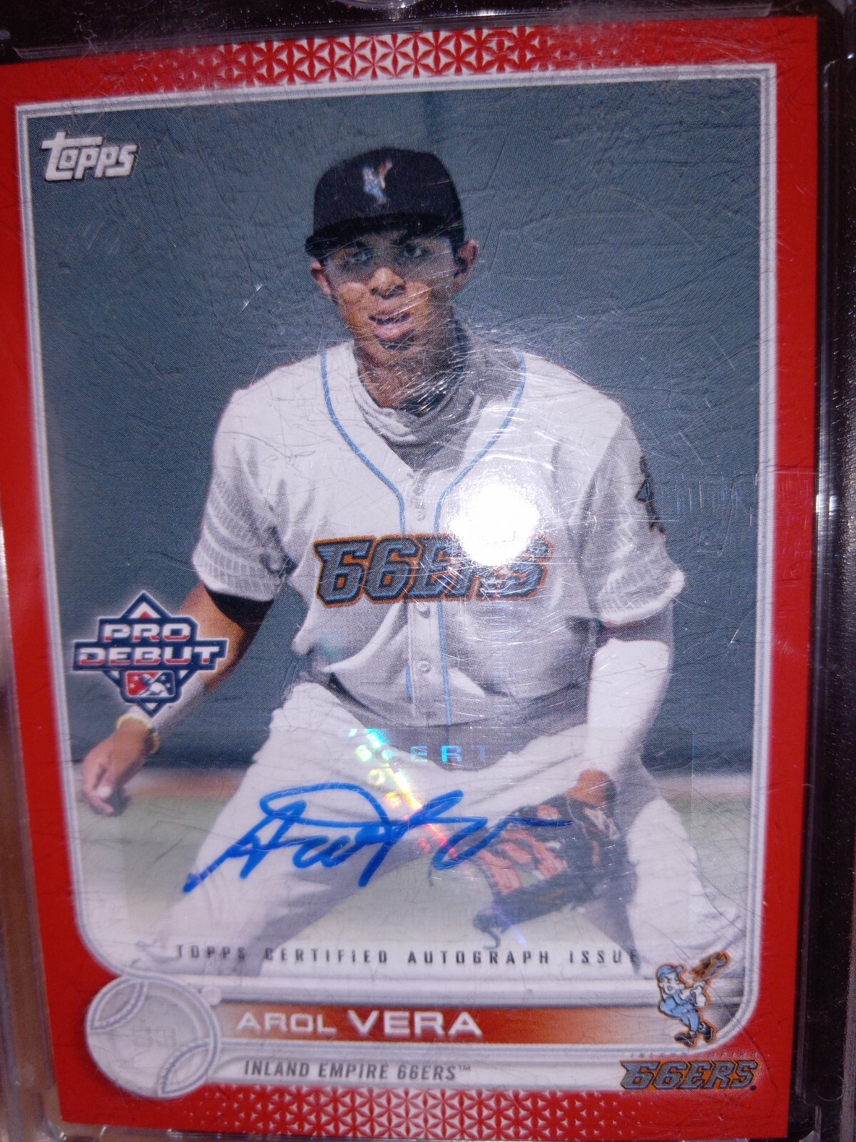 2022 topps pro debut arol vera auto red /10