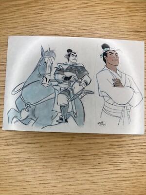 Mulan Postcard Li Shang Concept Art of Disney Princess Chen-Ye Chang Horse 4x6
