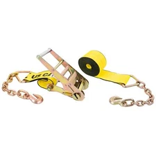 US Cargo Control 4" x 20' Yellow Ratchet Strap w/Chain Extensions