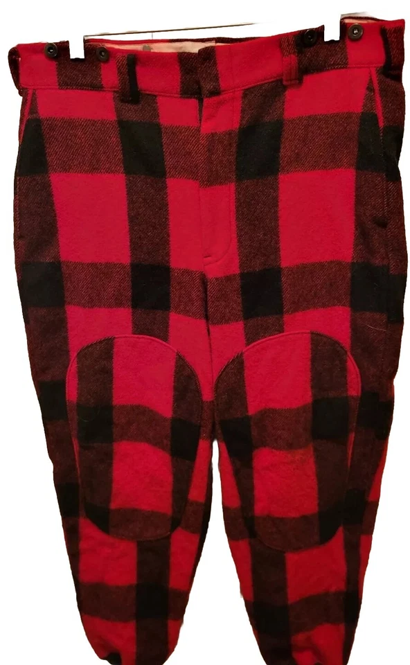 Pantalones de caza vintage Woolrich para hombre 36x30 lana a cuadros rojo/negro bolsillos Foto 2 de 4
