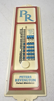 VINTAGE MORCO PETERS REVINGTON THERMOMETER PERFECT ATTENDANCE DELPHI INDIANA