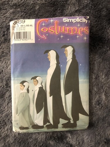 Simplicity Sewing Pattern 3639 Child Teens Adult Penguin Costume XS-L/XS-XL