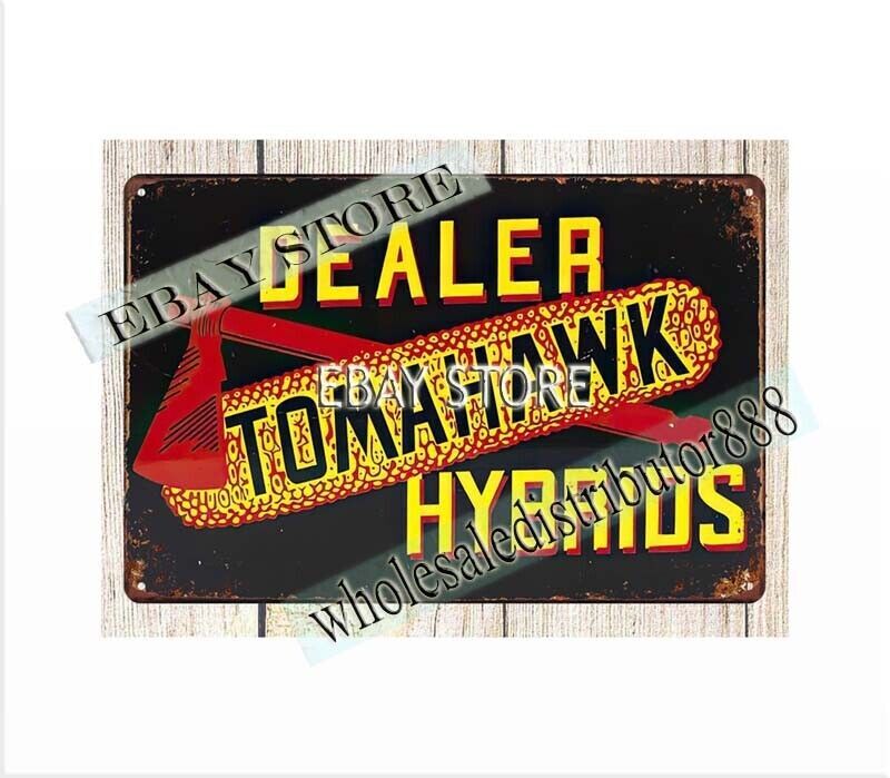 Tomahawk Hybrids Seed Corn Metal Tin Sign for Living Room Wall Art-image