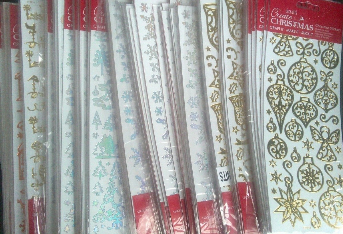 Docrafts Create Christmas Aufkleber – Foliert & Geprägt, über 30 Sticker Auf 22,9 X 10,2 Cm – Weihnachtssterne-Design!