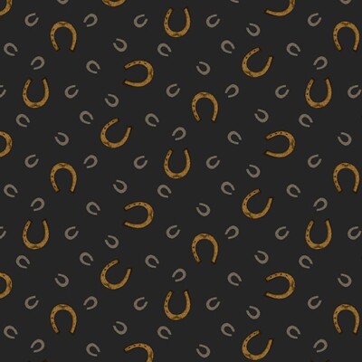 Ranch Hand By Andover Fabrics - Black Horseshoes   #851-K