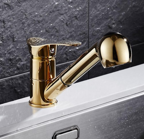 Grifo de lavabo de cocina de baño extraíble con dos caños rociadores mezclador giratorio grifo de latón - Imagen 2 de 8