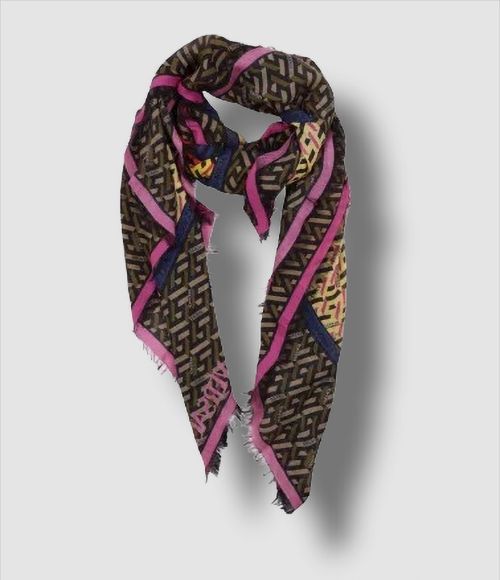 $760 Versace Women's Multicolor Silk Wool Lightweight Square