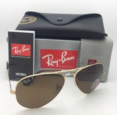 Ray-Ban Polarized Aviators Sunglasses RB3025 Gold/Brown 58-14-135 001/57 204 Ray-Ban Aviator RB3025 001/57 Gold Sunglasses - eye-oo.com main image 3