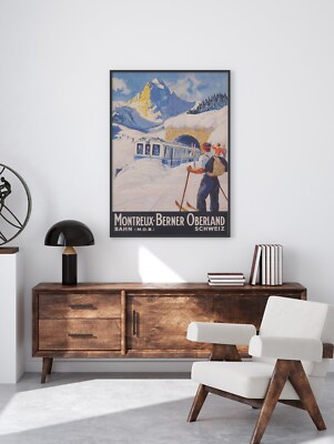 Switzerland Ski Montreux-Berner Oberland Wall Art poster Choose your Size