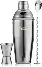 Cocktail Shaker 5 Pcs Cocktail Maker Jigger Spoon kit 305S RUST FREE - UK STOCK
