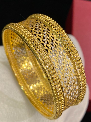 Splendido Bracciale Bracciale Fatto a Mano Dubai In Solido 916 Stampato Oro Giallo 22 Carati - Foto 4 di 12