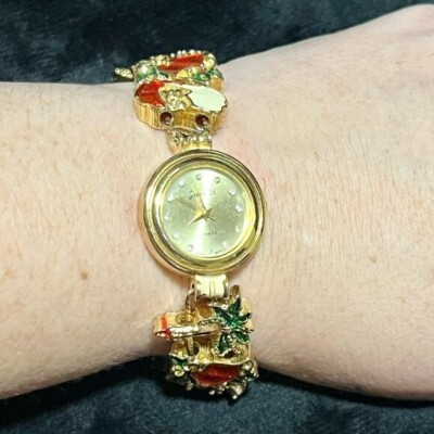 Jennie B Quartz Gold Plated Ladies Christmas Wrist Watch w/Sliding