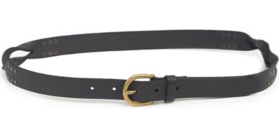 NWT Frye Covered D-Ring Twisted Stud Leather Belt Black 25mm 
