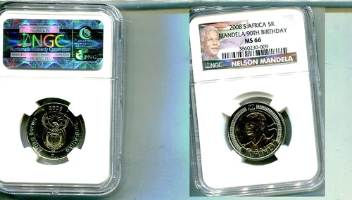 NELSON MANDELA 2008 5 RAND SOUTH AFRICA NGC MS66 3147S