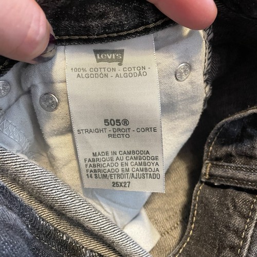 Levis 505 Straight Leg Boys’ Size 14 Slim Jeans 25 X 27 Dark Wash Denim Classic - Picture 5 of 15