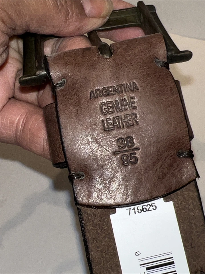 复古 ARGENTINA 真皮棕色腰带可调节 适合 38-95 — 第 4/4 张图片