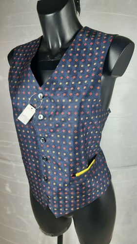 Gilet Uomo in Seta con Miniature Floreali Blu 410402 Prochownick - Imagen 8 de 9