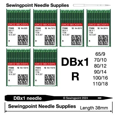 Groz Beckert Industrial Sewing Machine Needles DBx1 1738 16x257 R DB1 All Sizes