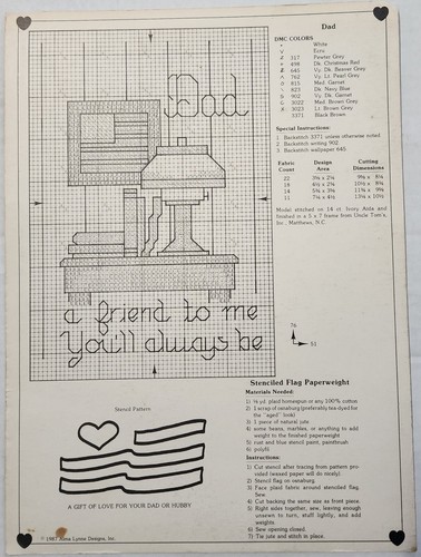 Vintage Alma Lynne's Works of the Heart Gifts of Love Dad Counted Cross Stitch - Picture 2 of 2