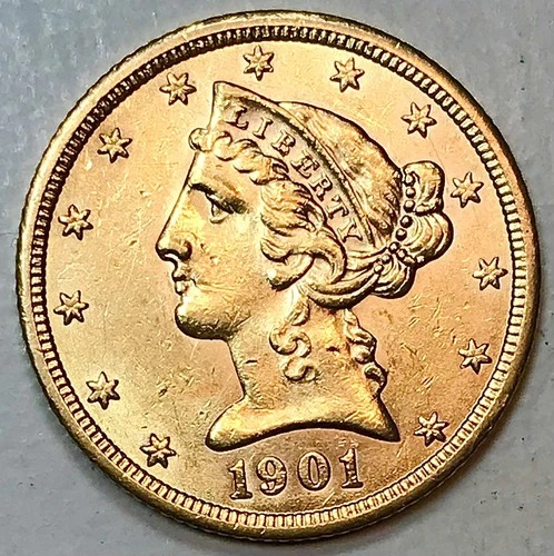 1901 S $5 GOLD LIBERTY! ABSOLUTE STUNNER$$ GEMBU++ HUGE LUSTER! WOW! NR #64606