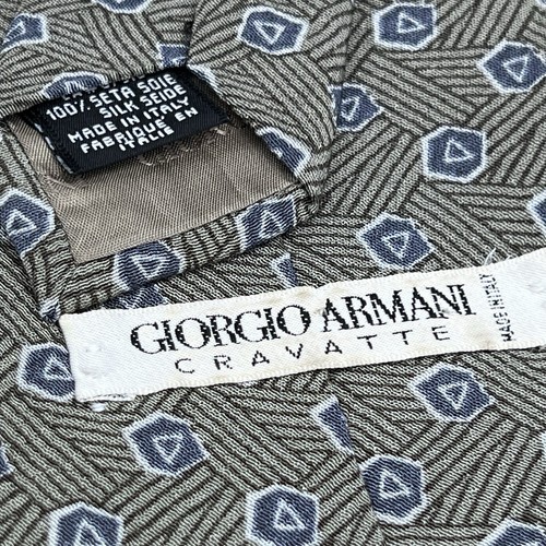 Giorgio Armani Krawatte beige grau modern Medaillon Motiv Seide Handarbeit Italy - Bild 5 von 8