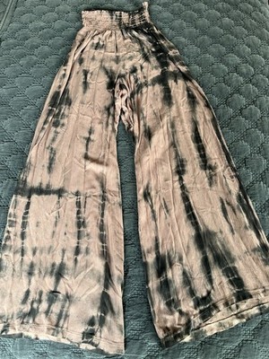 Chatoyant Tie Dye Palazzo Pants Size Large Pink/gray