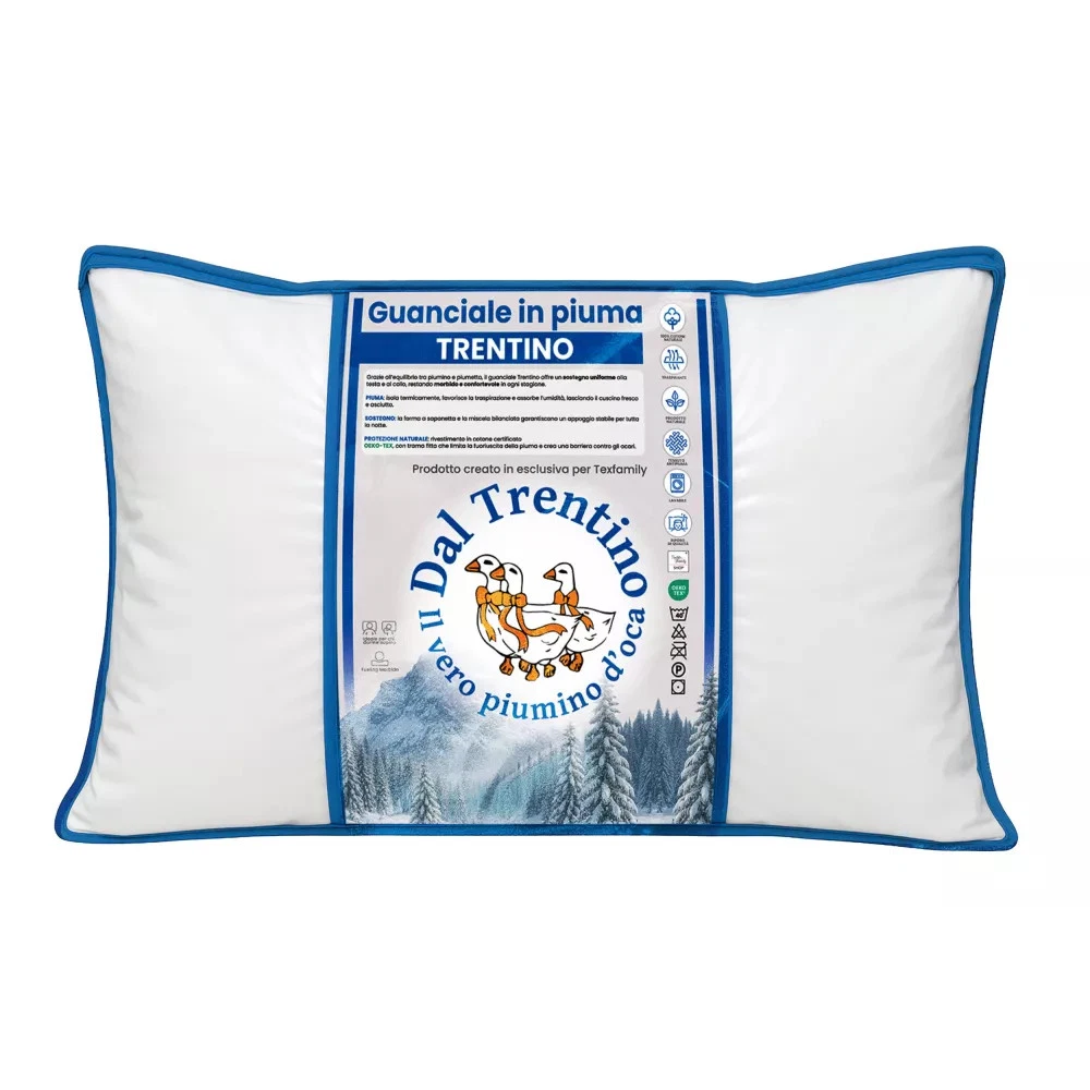 Cuscini In Piuma D'Oca 100% Cotone - Set Da 2, Standard 50x66 Cm, Imbottitura 70% Piuma E 30% Piumino, Morbido E Sostenuto