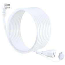 15FT White Outdoor Extension Cord - 16AWG 90Degree Flat Plug Outdoor 3 Prong ...