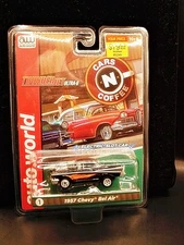 Auto World HO Slot Car '57 Chevy Blk/Flames MOC
