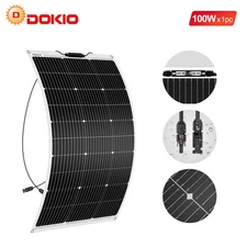 Dokio 100W 12V Flexible Portable Solar Panel for Camper Marine Off-Grid Charging