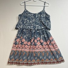 Abercrombie & Fitch Blue Floral Paisley Mini Dress M Boho Cottagecore Summer