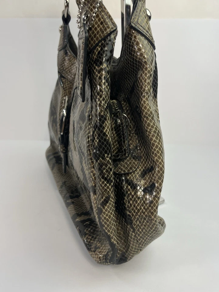 COACH Soho Python Snake Handbag Grey Black Embossed Exotic Hobo F17419 - Image 4 of 4