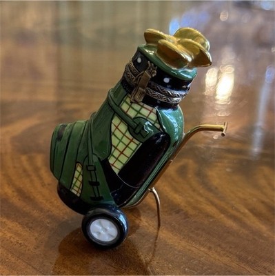 Rochard Limoges France Hand Painted Porcelain Golf Bag Trinket Box