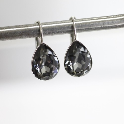 Antik Silber Elegante Hängeohrringe mit Swarovski Tropfen, Handgemacht - 14x10mm - Picture 9 of 76