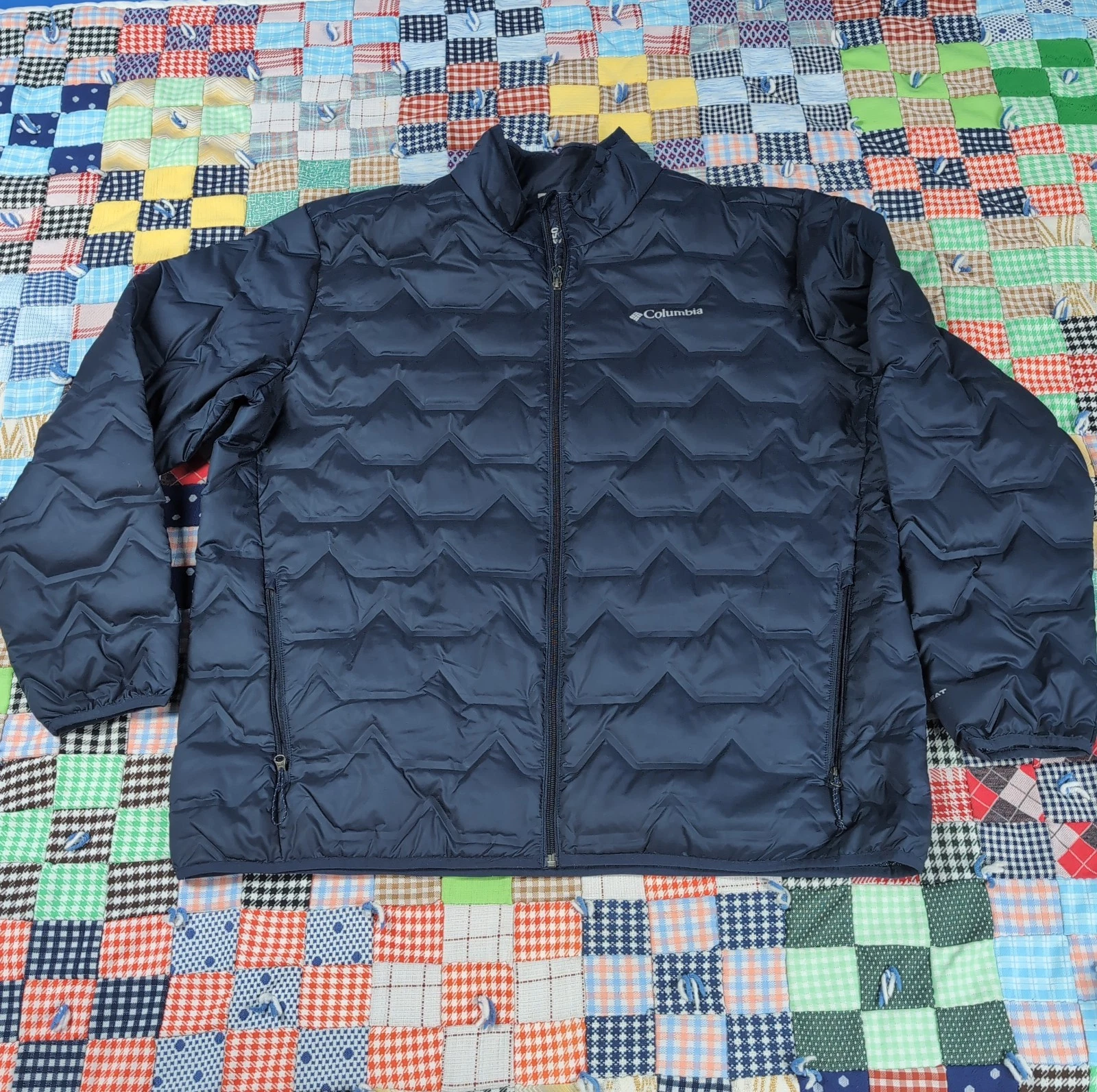 Columbia Jacket Mens 2XL, Navy Blue DeltaRidge Down 650 Fill Omni-Heat EUC